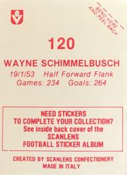 1983 Scanlens VFL Stickers #120 Wayne Schimmelbusch Back